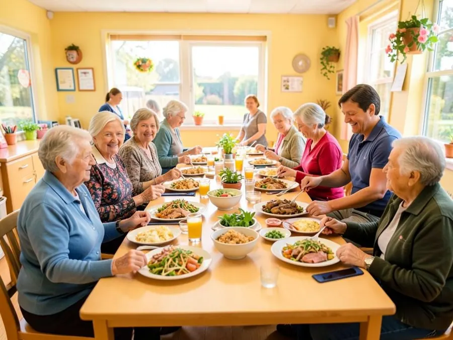 Members connecting over a shared community lunch